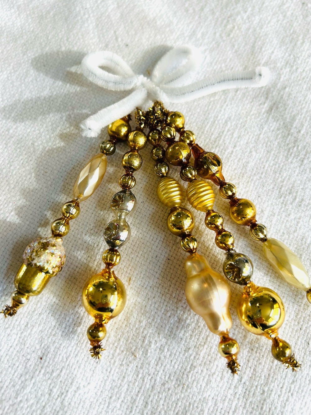 Mini Vintage Repurposed holiday Christmas ornaments, mercury Glass bead icicle - Picture 1 of 5